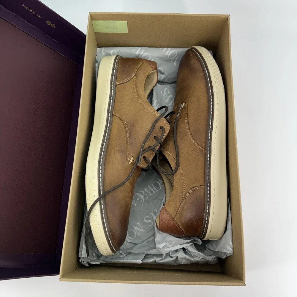 Johnston & Murphy Shoes Mens Size 9.5 Brown McGuffey Plain Toe Leather Casual
